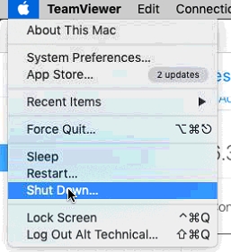 apple menu shut down system